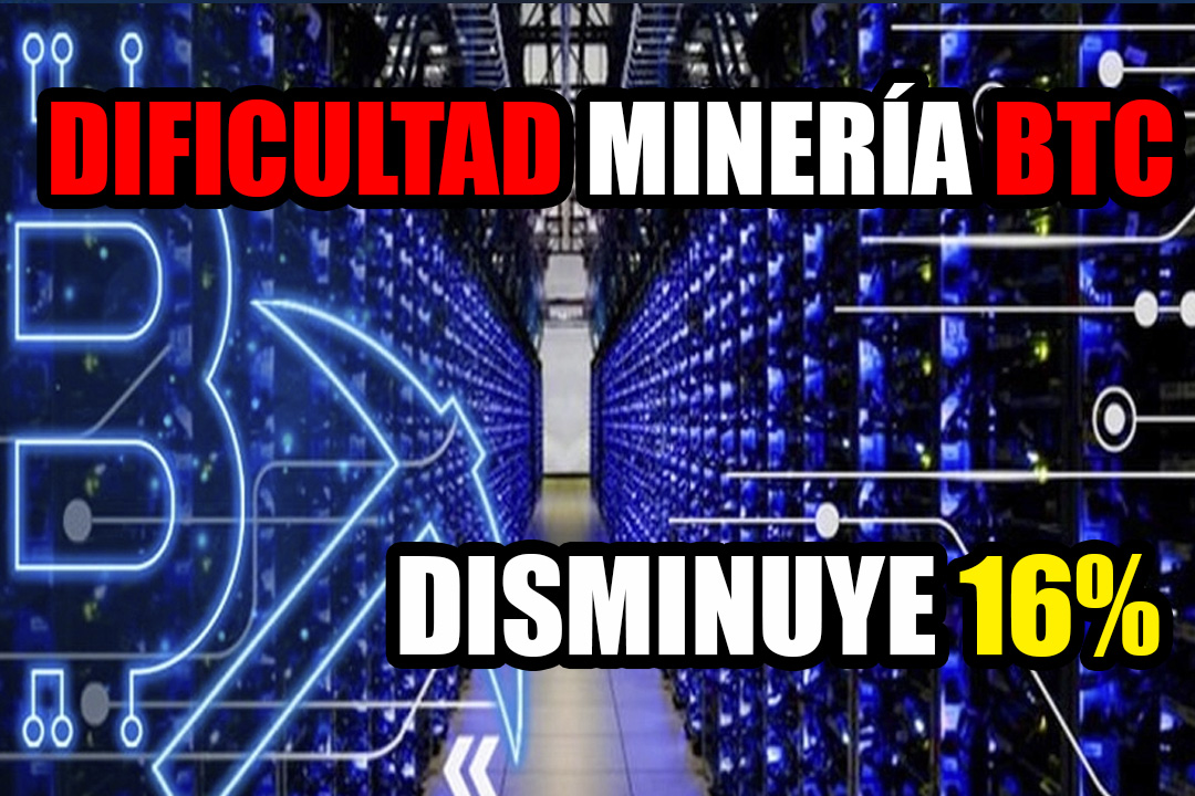 La dificultad de la minería de Bitcoin disminuye en un 16%